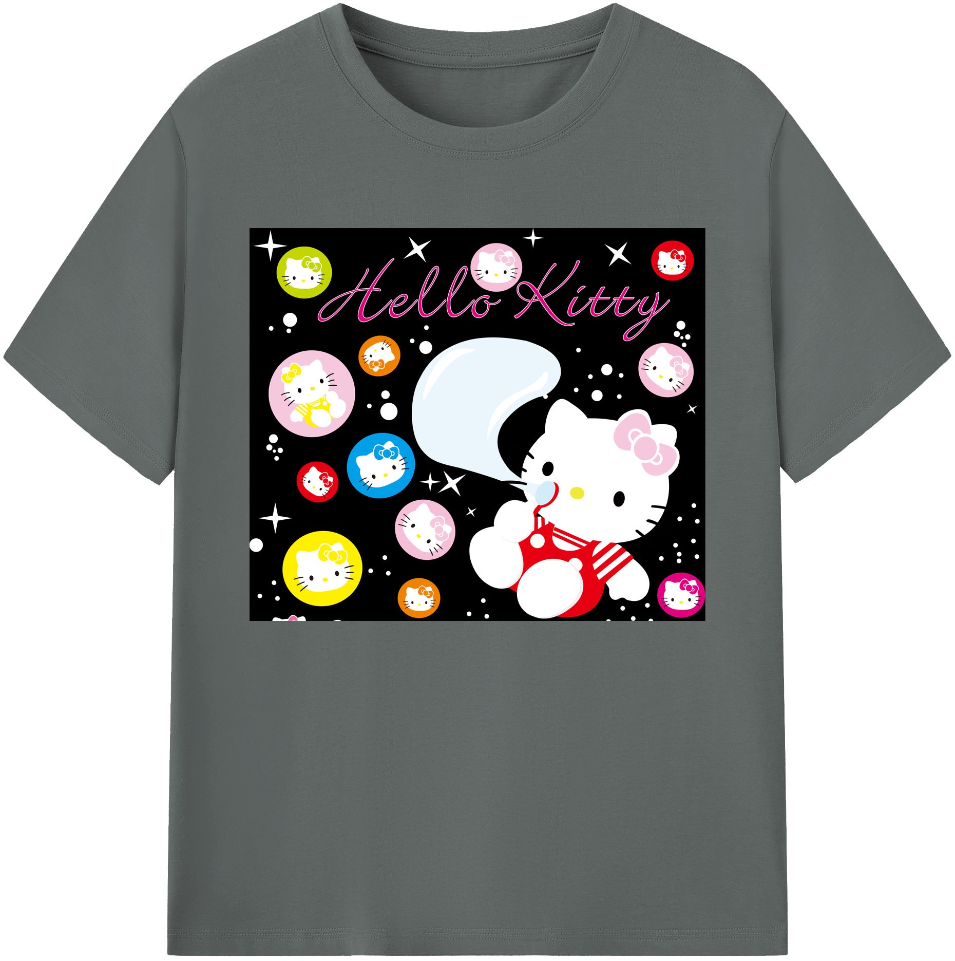 （画像用） Hello Kitty ハローキティ 綿100％ メンズ半袖Tシャツ｜肌触りやわらか＆通気性